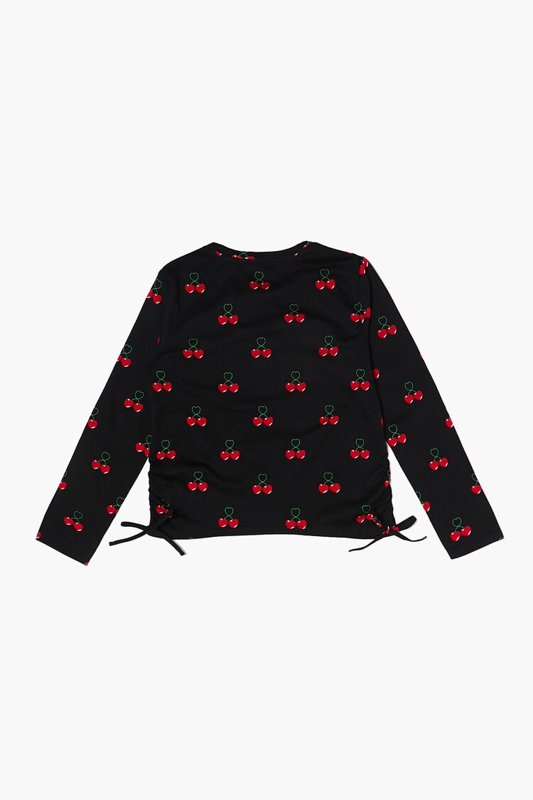 Girls Cherry Print Top (Kids) in Black,  9/10 (Girls on sale 2022 2