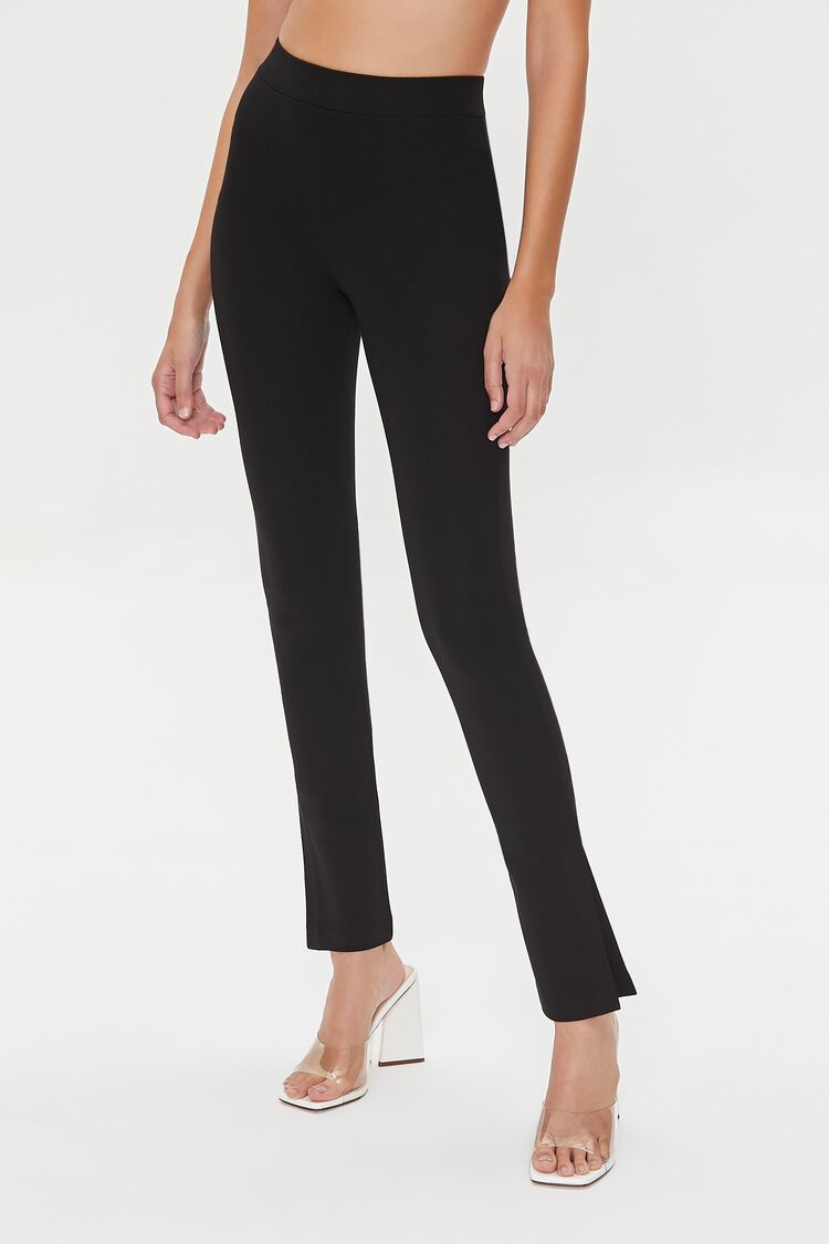 Women’s Split Slim-Fit Pants in Black Large black on sale 2022 2