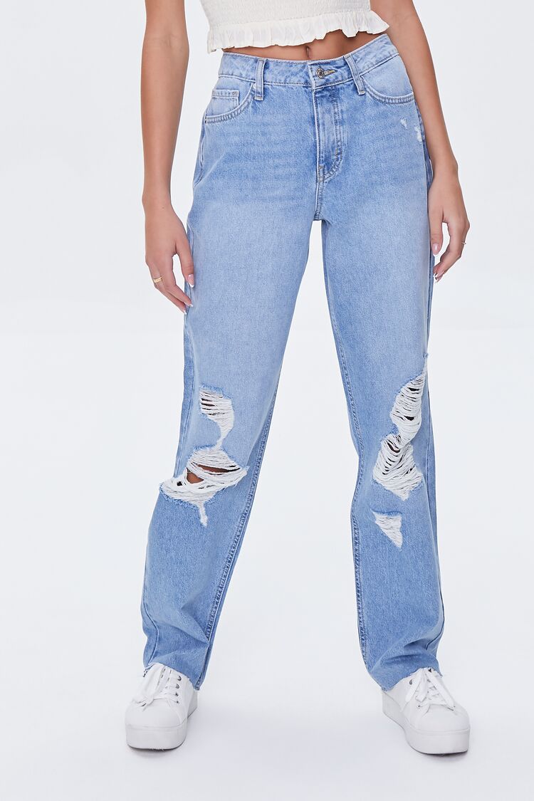 Women Distressed Boyfriend Long Jeans in Light Denim,  29 FOREVER 21 on sale 2022 2
