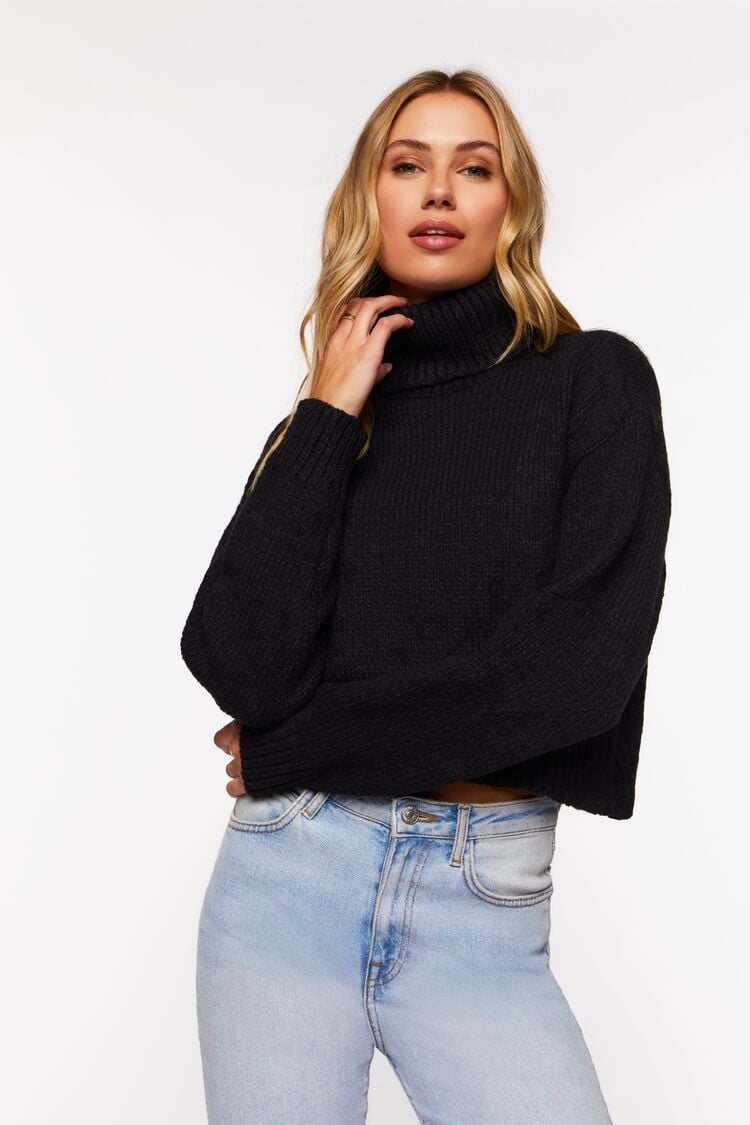 Women’s Turtleneck Marled Sweater in Black Medium black on sale 2022 3