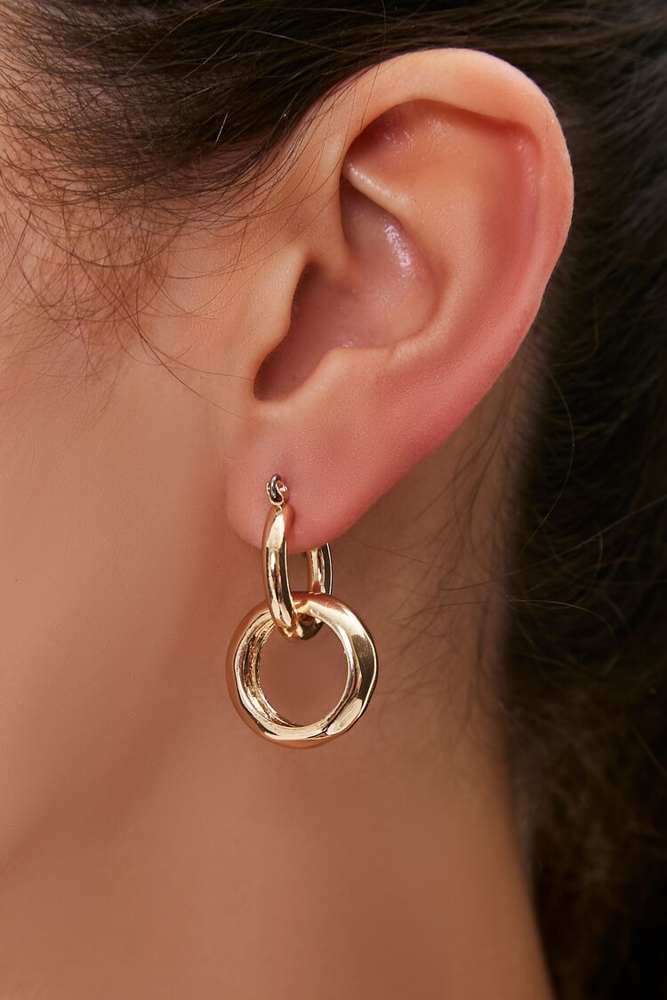 Women Hoop Drop Earrings in Gold FOREVER 21 on sale 2022