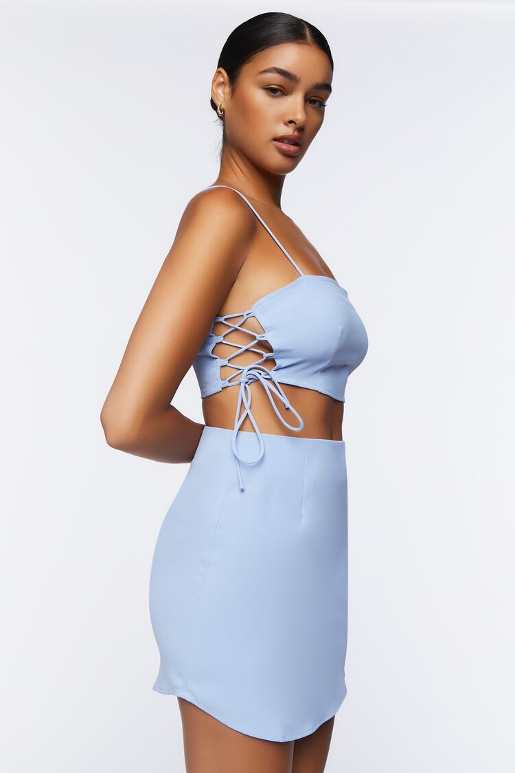 Women’s Blazer Cami & Mini Skirt Set in Light Blue Small blazer on sale 2022 2