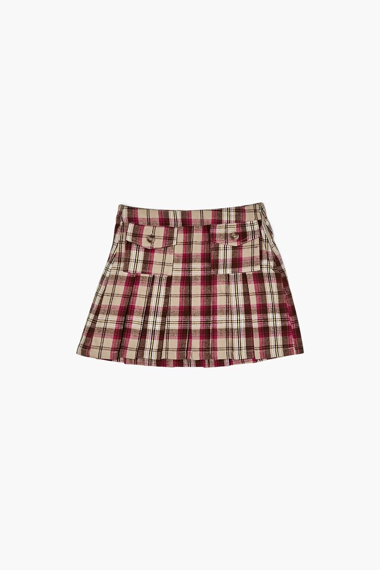 Girls Plaid A-Line Skirt (Kids) in Tan,  5/6 (Girls on sale 2022