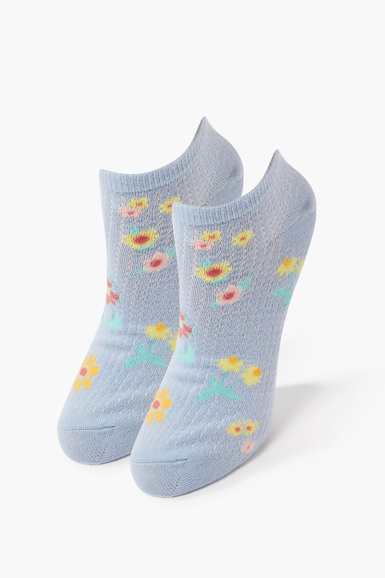 Floral Print Ankle Socks in Blue Accessories on sale 2022