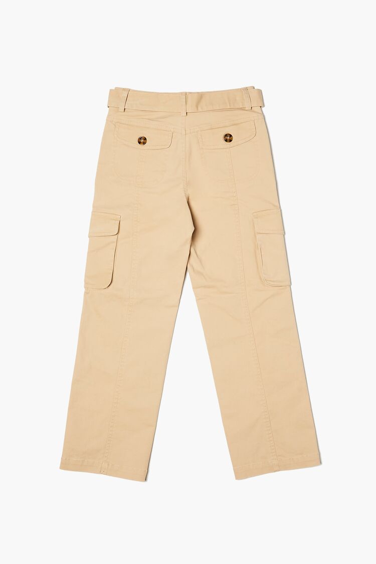 Girls Belted Cargo Pants (Kids) in Khaki,  7/8 (Girls on sale 2022 2