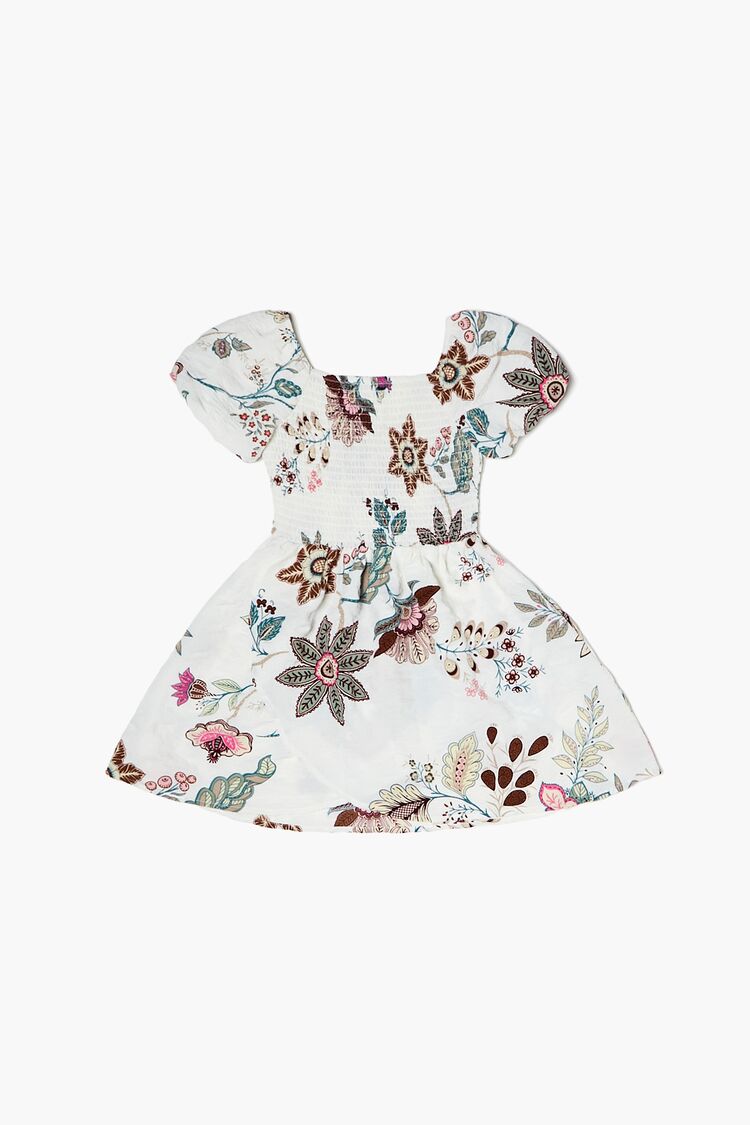 Girls Floral Print Dress (Kids) in Cream,  11/12 (Girls on sale 2022