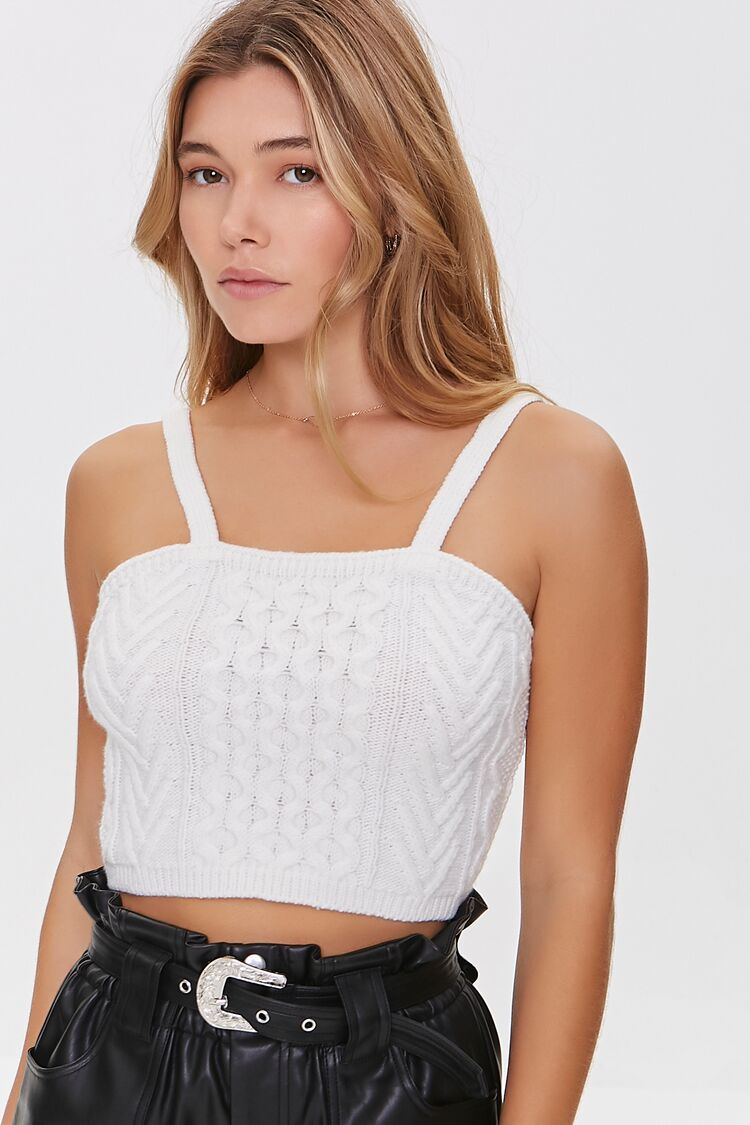 Women’s Sweater-Knit Cropped Cami in Cream Small cami on sale 2022