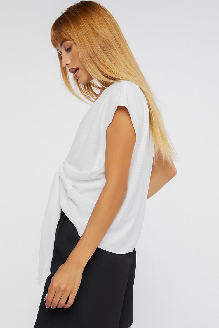 Women Plunging Tie-Front Top in White,  XL FOREVER 21 on sale 2022 2