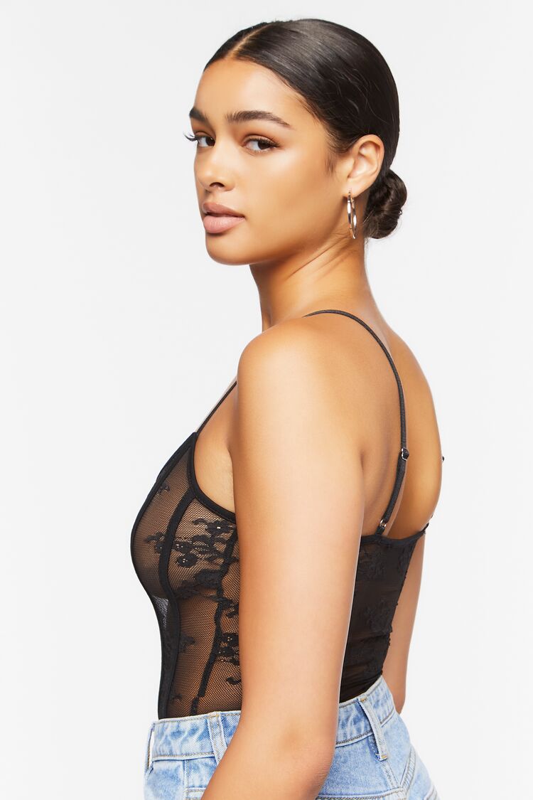 Women’s Sheer Lace Bodysuit in Black Large black on sale 2022 2