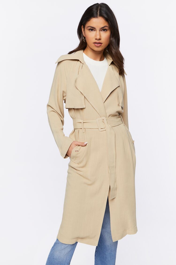 Women’s Belted Trench Coat in Khaki Small belted on sale 2022 2