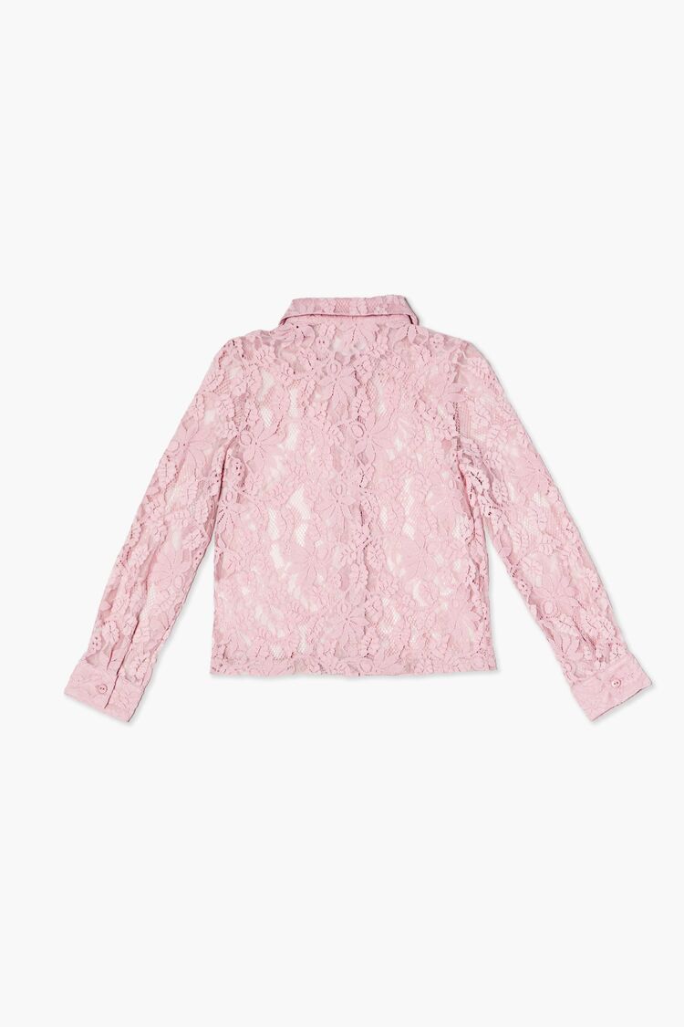 Girls Floral Lace Shirt (Kids) in Mauve,  9/10 (Girls on sale 2022 2