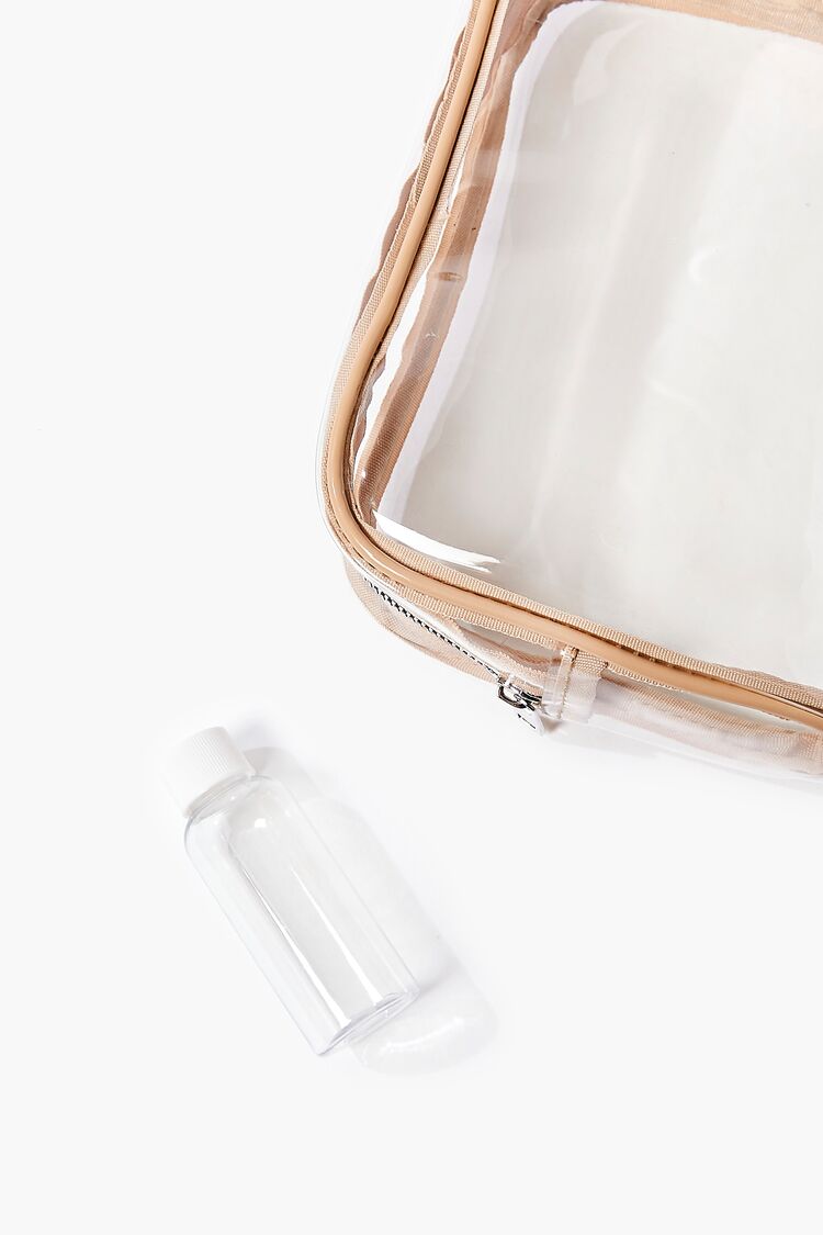 Makeup Bag & Travel Bottle Set in Clear/Nude bag on sale 2022 5