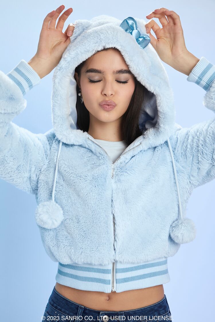 Faux Fur Angel Hello Kitty Zip-Up Hoodie | Forever 21