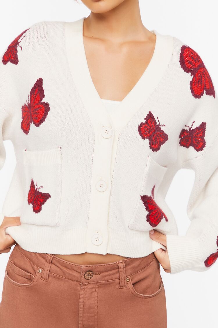 Women’s Butterfly Cardigan Sweater in White Medium Butterfly on sale 2022 7