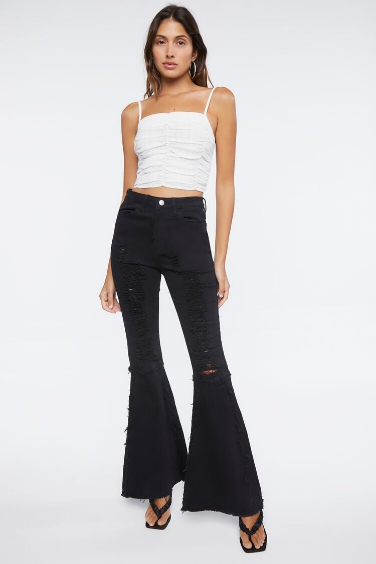 Distressed High-Rise Flare Jeans