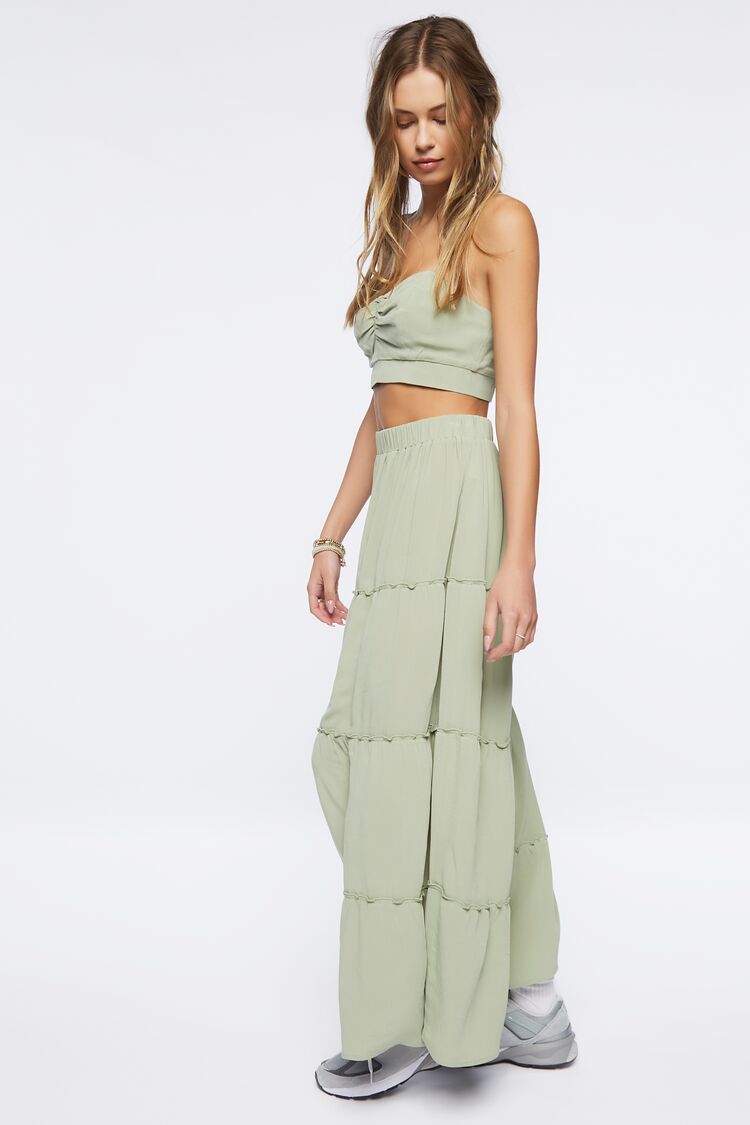 Women Sweetheart Cropped Cami & Maxi Skirt Set in Sage,  XS FOREVER 21 on sale 2022 2