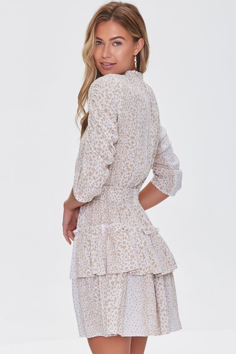 Women Animal Print Mini Dress in Cream/Mocha,  XS FOREVER 21 on sale 2022 2