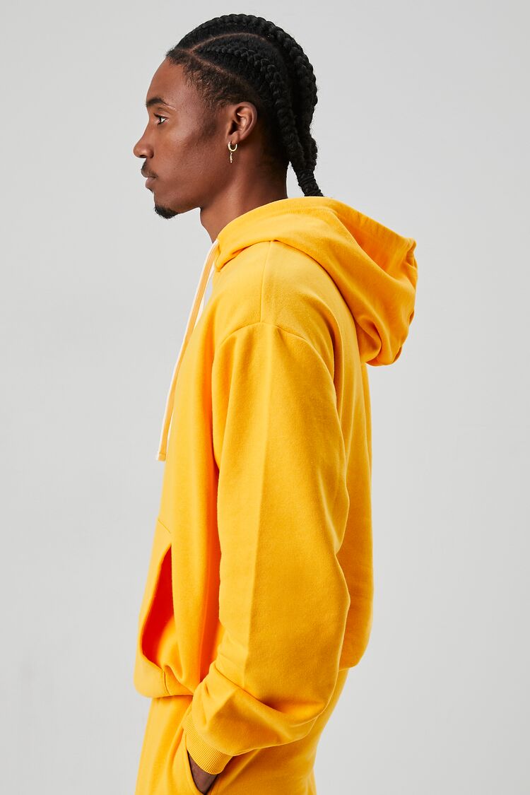 Men French Terry Drawstring Hoodie in Orange Small 21MEN on sale 2022 2