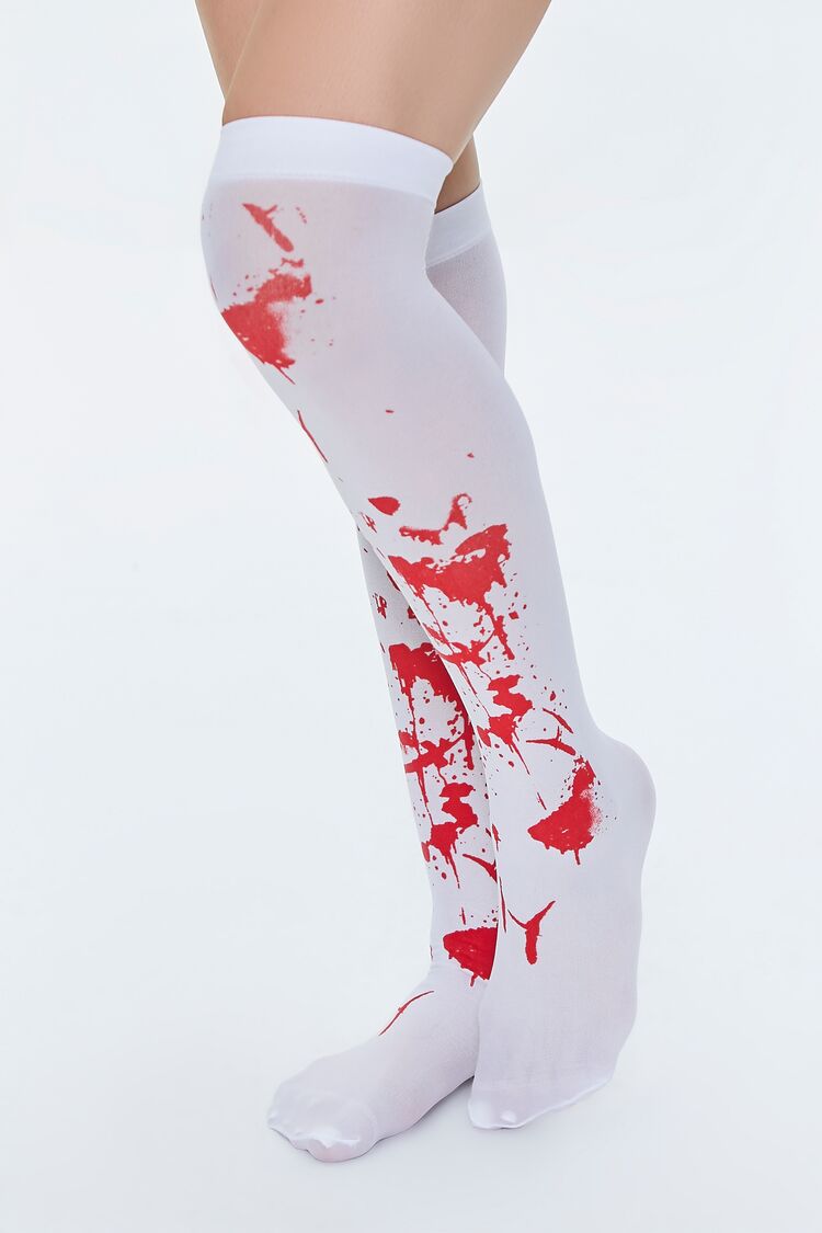 Blood Print Over-the-Knee Socks in White Accessories on sale 2022