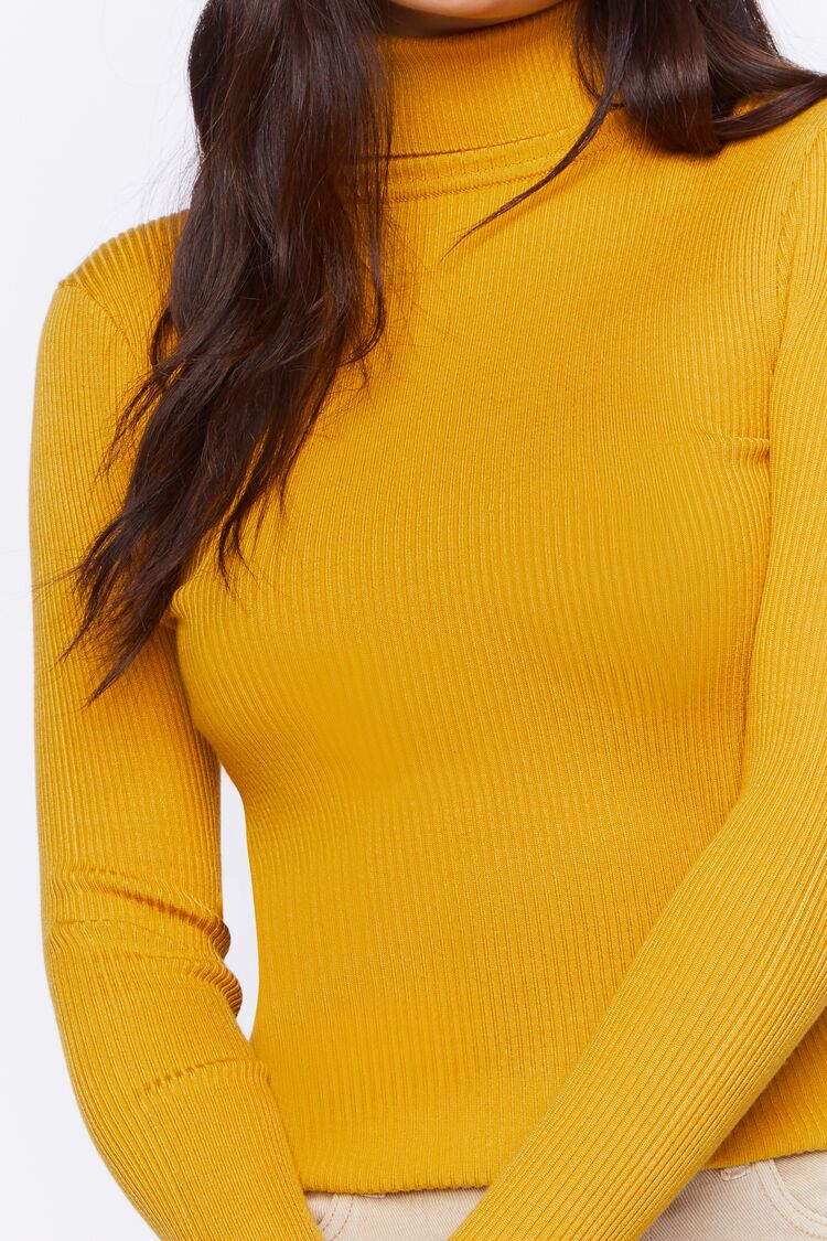 Women’s Ribbed Turtleneck Sweater-Knit Top in Amber Large Amber on sale 2022 7