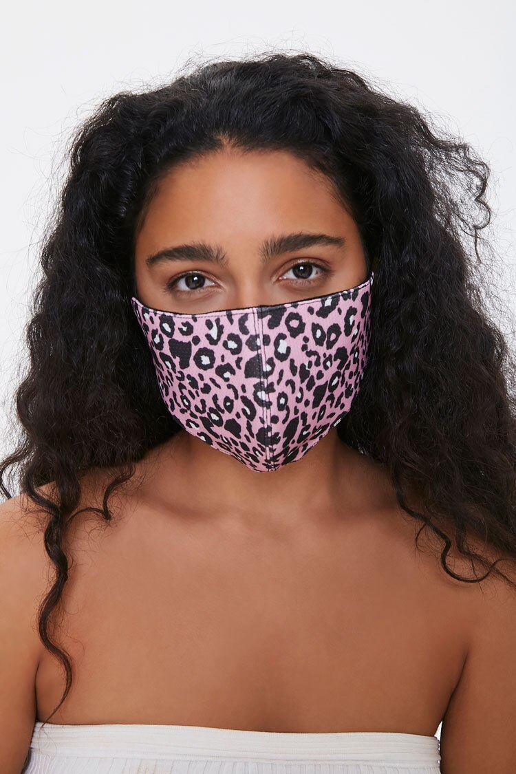 Women Leopard Print Face Mask in Pink/Black FOREVER 21 on sale 2022 2