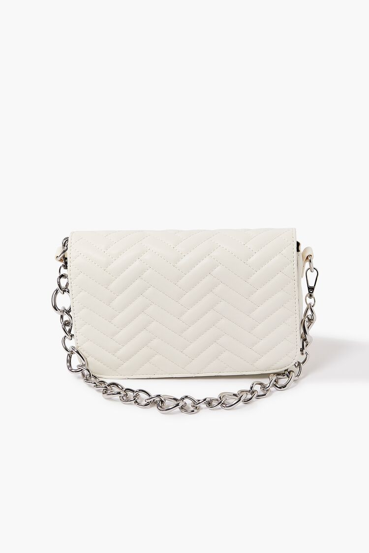 Women’s Quilted Chevron Crossbody Bag in White Accessories on sale 2022