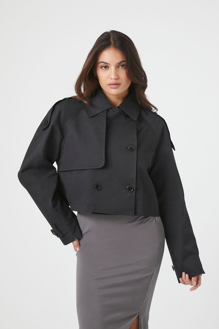 Double-Breasted Cropped Trench Coat