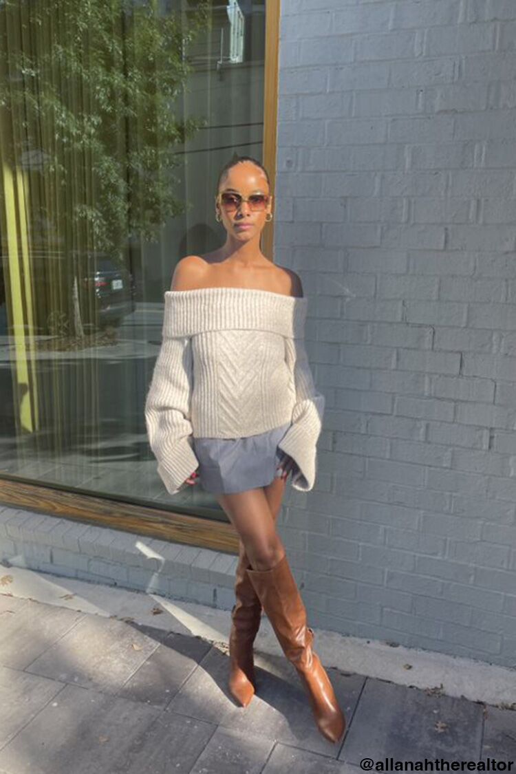 Women Off-the-Shoulder Bell-Sleeve Sweater in Taupe Large FOREVER 21 on sale 2022