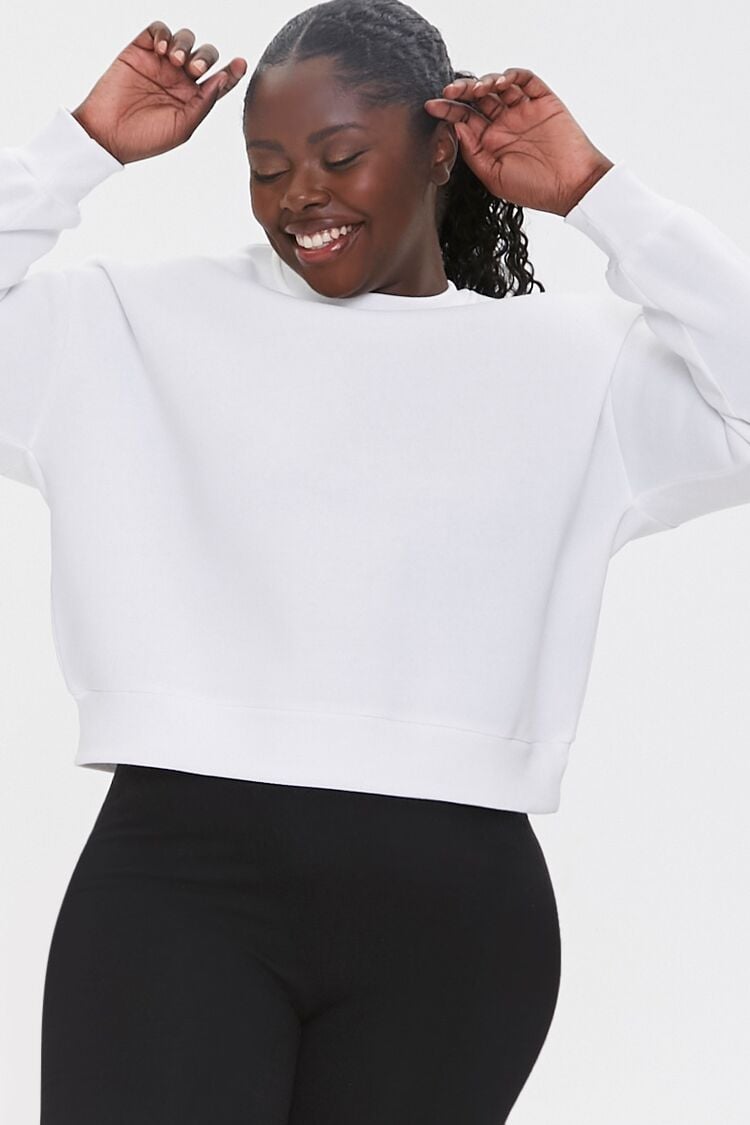 Women's Fleece Sweatshirt in Cream,  1X
