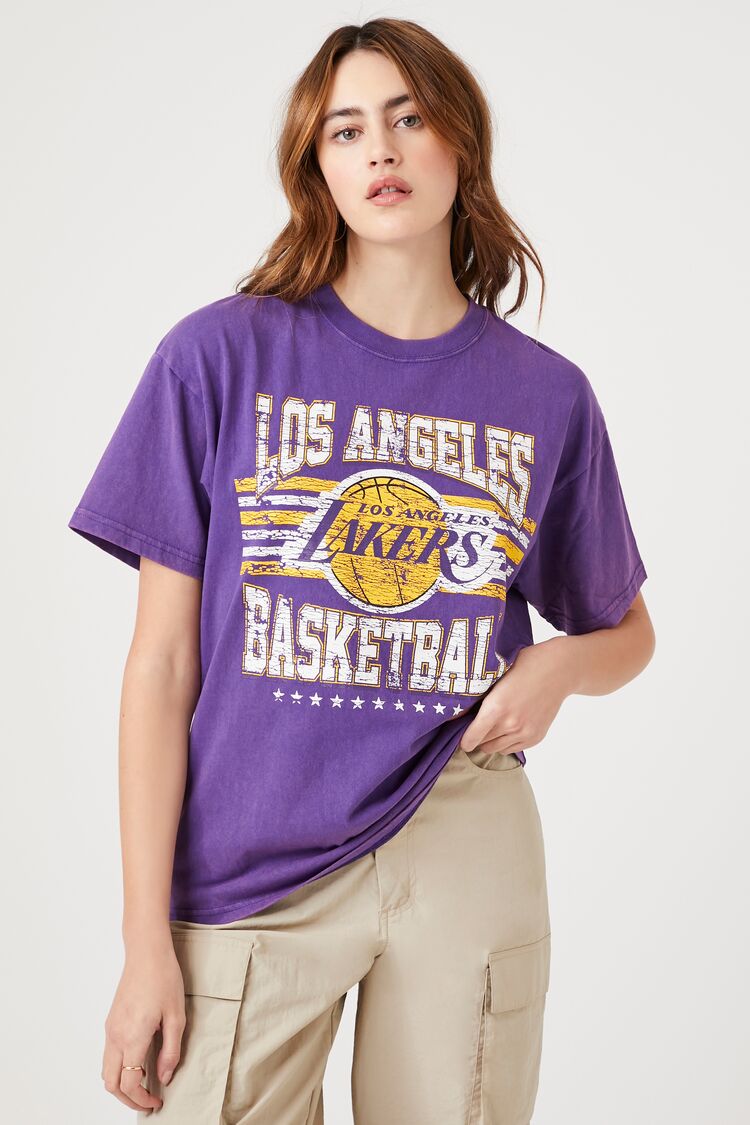 NBA LA LAKERS FLORAL GRAPHIC OVERSIZED T-SHIRT 'PURPLE