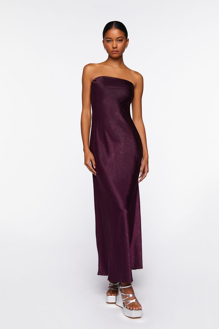 Satin Strapless Maxi Dress