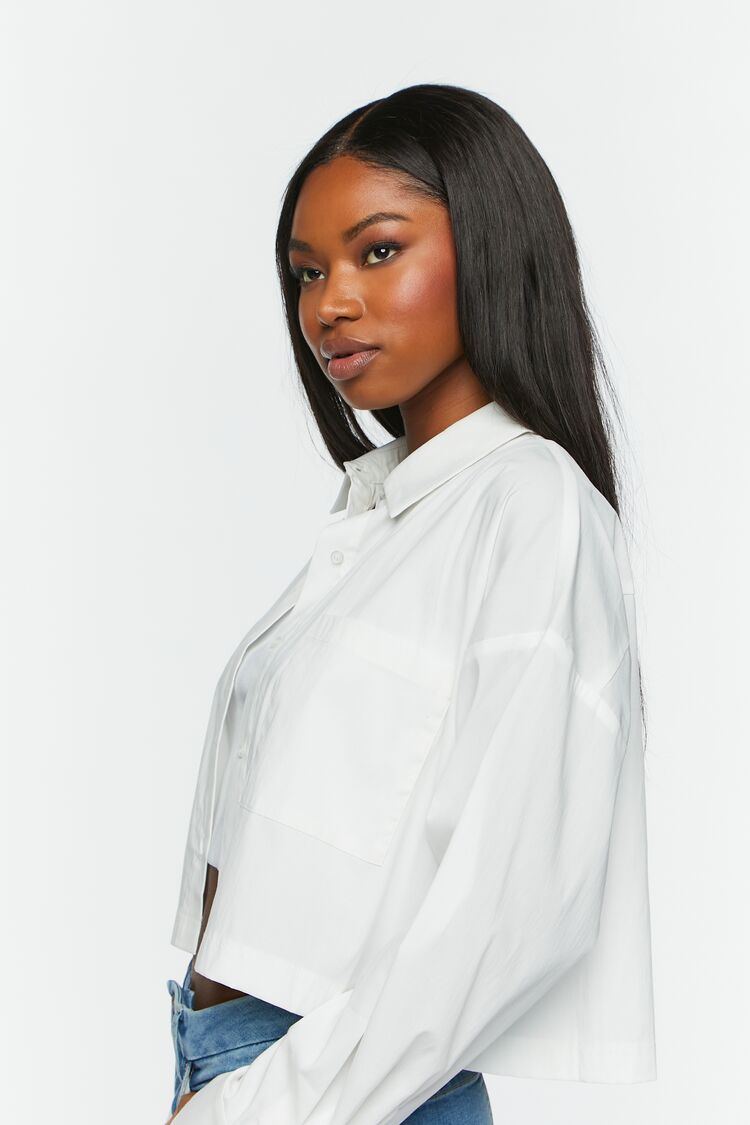 Women’s Boxy Poplin Shirt in White Large boxy on sale 2022 2