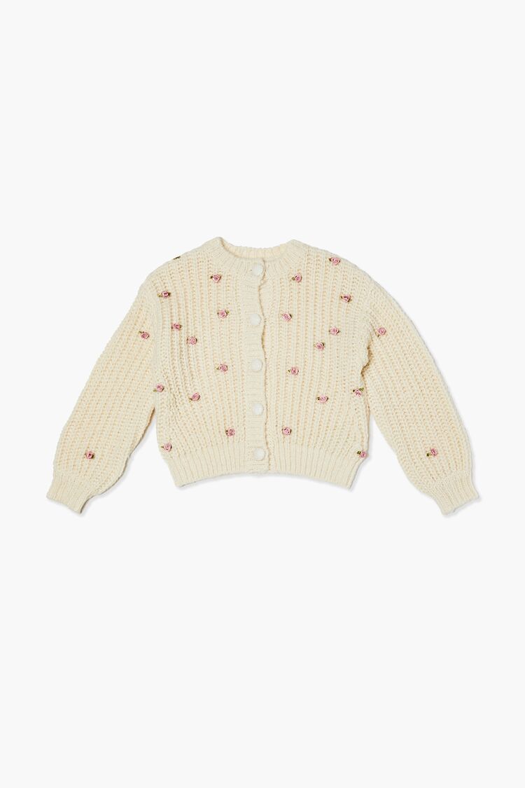 Girls Rose Cardigan Sweater (Kids) in Cream,  11/12 (Girls on sale 2022