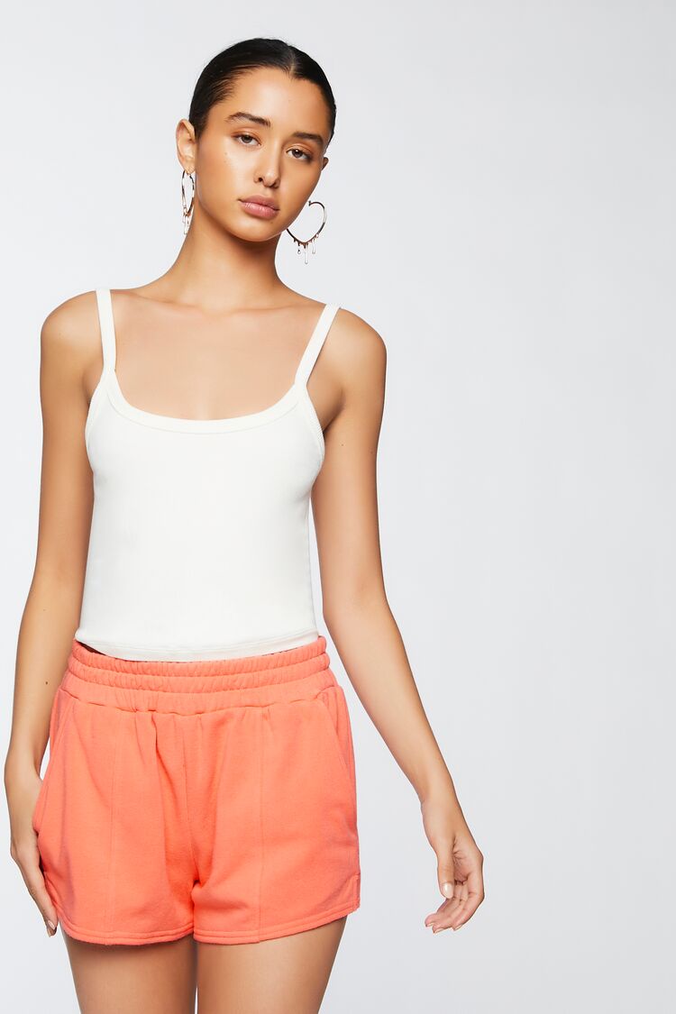 Women French Terry High-Rise Shorts in Coral Medium FOREVER 21 on sale 2022