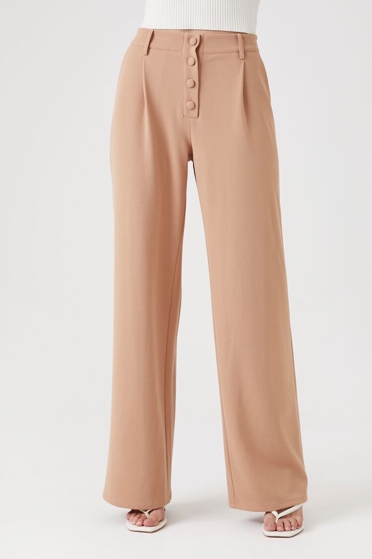 Women's High-Rise Straight-Leg Trousers in Natural,  XL