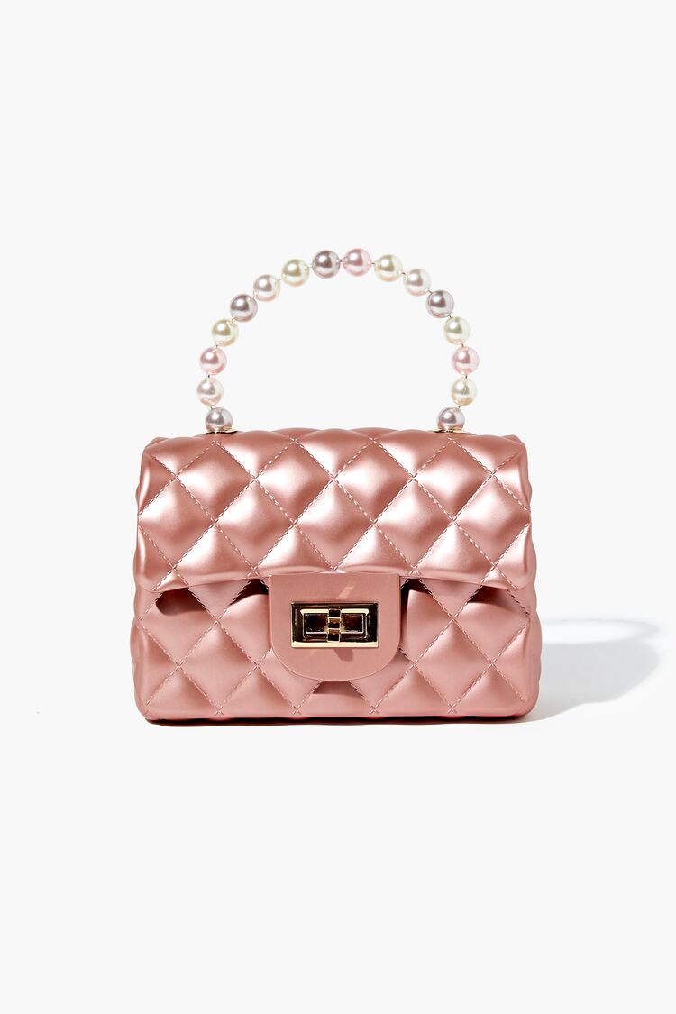 Women’s Metallic Quilted Crossbody Bag in Rose Gold Accessories on sale 2022