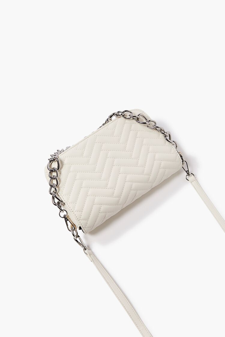 Women’s Quilted Chevron Crossbody Bag in White Accessories on sale 2022 2