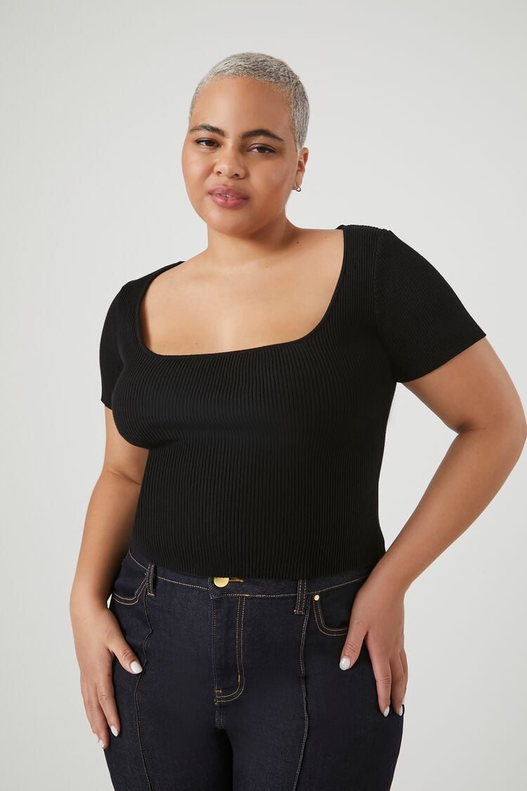 Plus Size Ribbed Sweater-Knit Tee | Forever 21