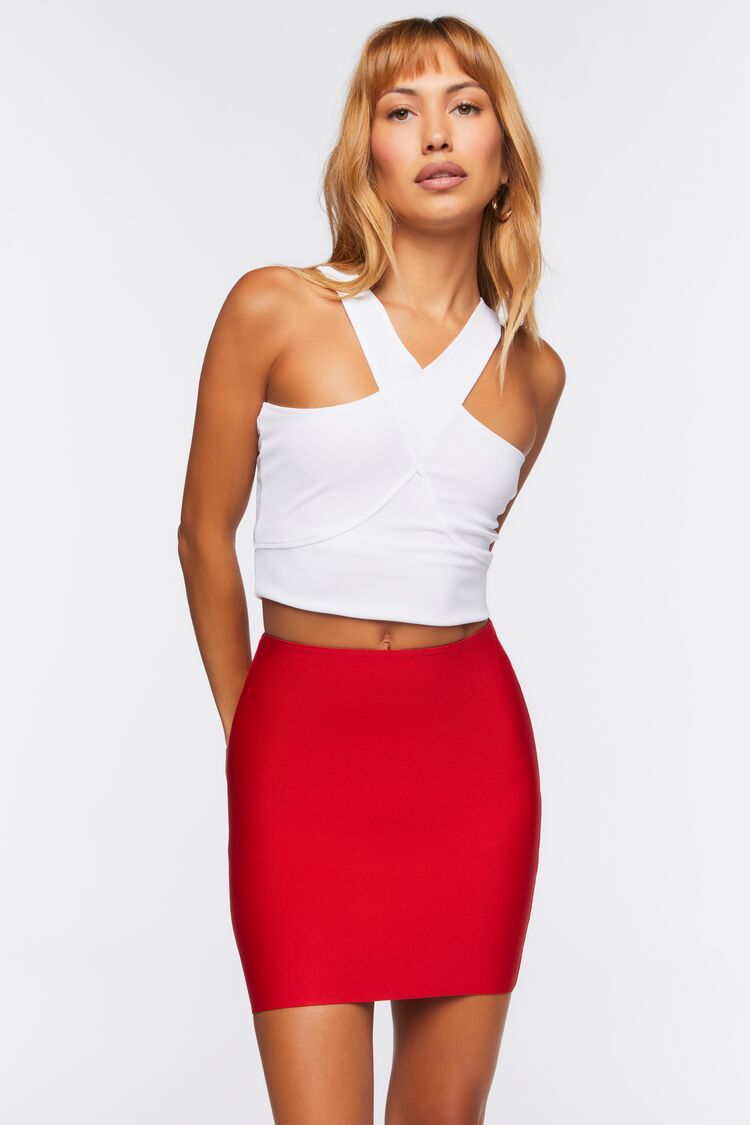 Women Bodycon Bandage Mini Skirt in Red Large
