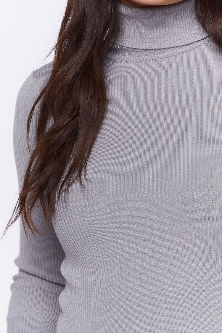 Women’s Ribbed Turtleneck Sweater-Knit Top in Grey Small Forever on sale 2022 7
