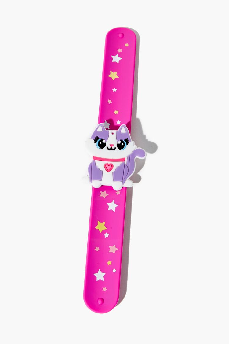 Girls Cat Snap Bracelet (Kids) in Purple/Pink (Girls on sale 2022