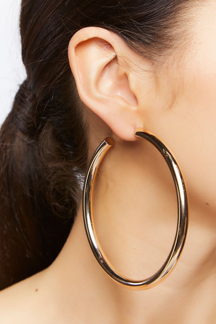 Women Open-End Hoop Earrings in Gold FOREVER 21 on sale 2022