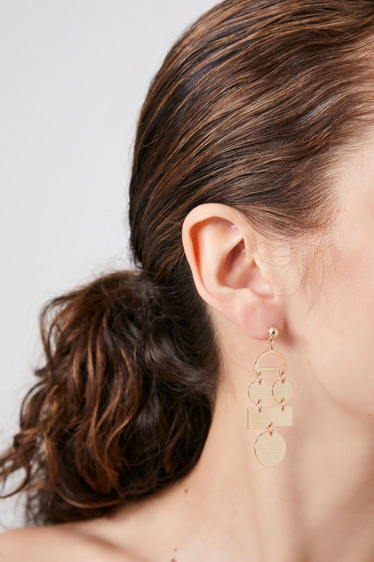 Women's Geo Drop Earrings in Gold