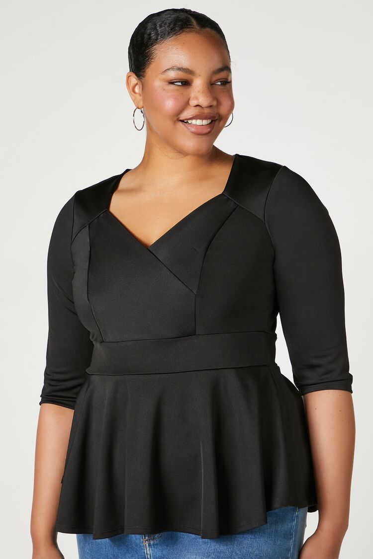 Plus Size Surplice Peplum Top | Forever 21