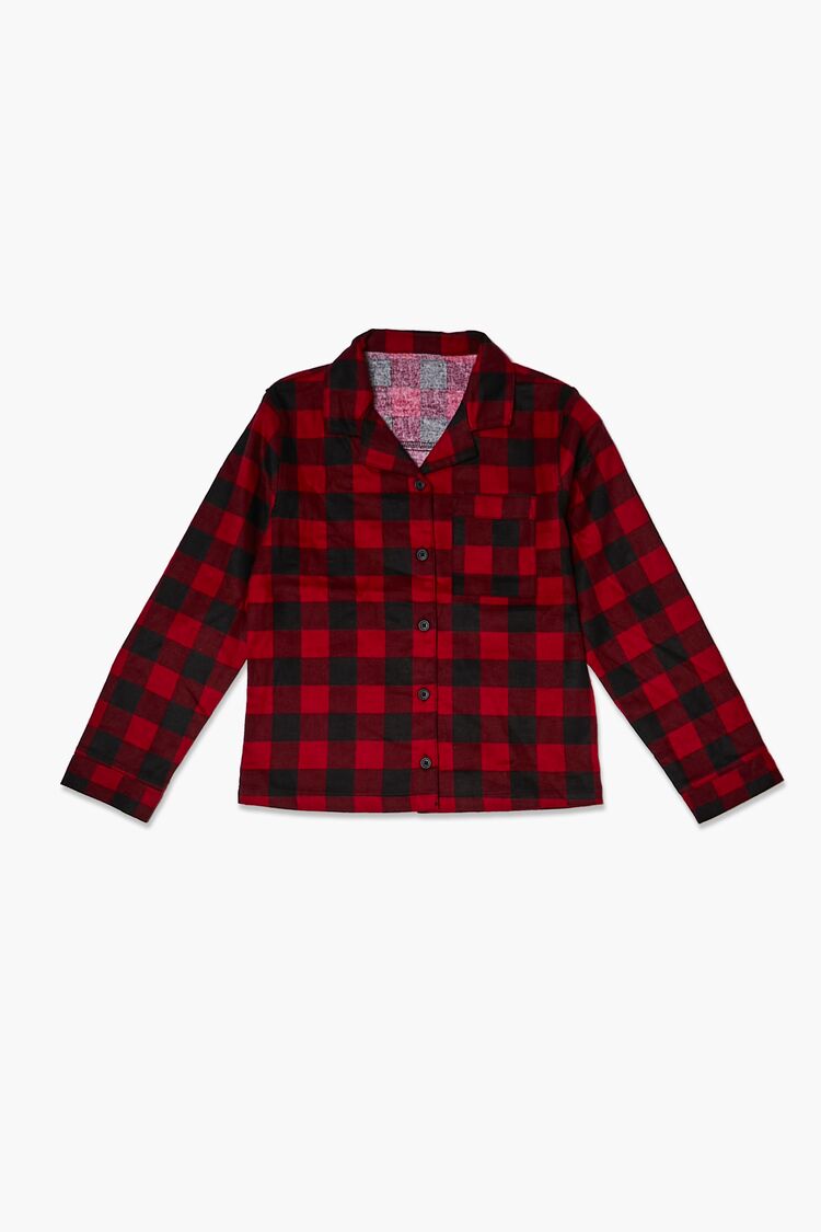 Girls Buffalo Plaid PJ Shirt (Kids) in Red/Black,  11/12

