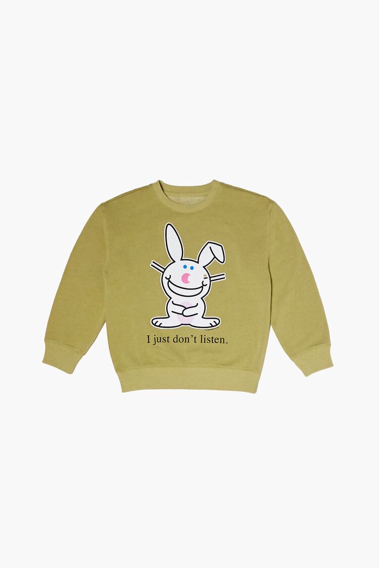 Girls Its Happy Bunny Graphic Pullover (Kids) in Green,  11/12 “It’s on sale 2022