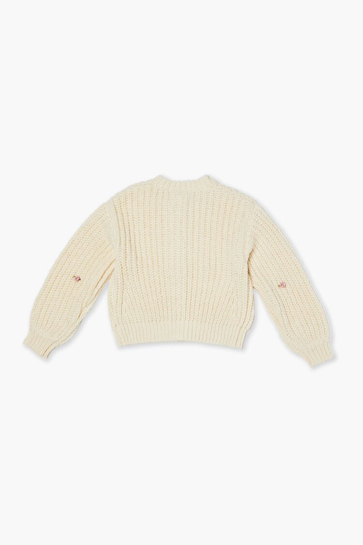 Girls Rose Cardigan Sweater (Kids) in Cream,  11/12 (Girls on sale 2022 2