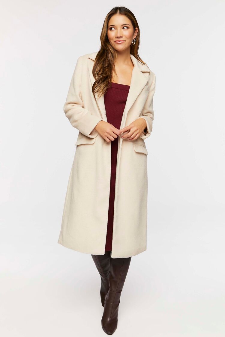 Women’s Longline Trench Coat in Ivory Large coat on sale 2022