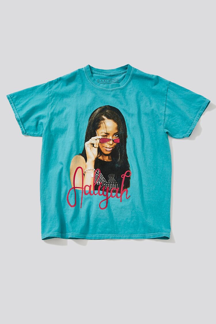 Women Aaliyah Graphic Crew Neck Tee in Blue,  M/L

