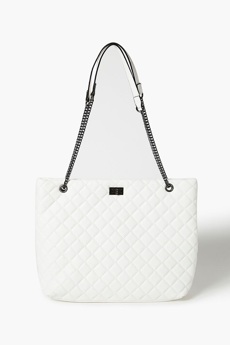 Faux Leather Quilted Tote Bag